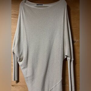 Zara Knit Sparkling Cream Knitted Asymmetrical Dress